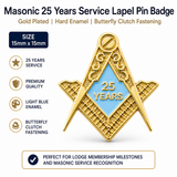 Masonic 25 Years Service Lapel Pin Badge