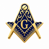 Freemasons Square & Compass Lapel Pin Badge Gold and Blue – 19mm x 15mm