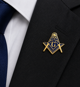 Freemasons Square & Compass Lapel Pin Badge Gold and Blue – 19mm x 15mm
