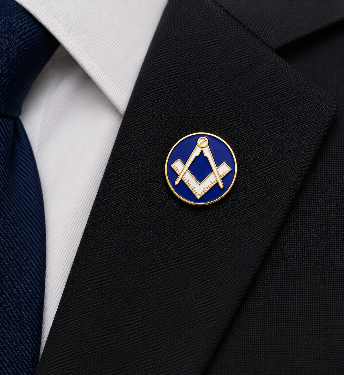 Freemasons Blue & White Square and Compass Lapel Pin Badge – 18mm