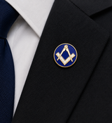 Freemasons Blue & White Square and Compass Lapel Pin Badge – 18mm