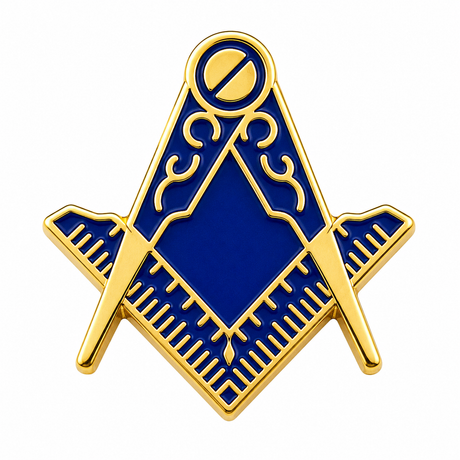 Freemasons Blue & Gold Square & Compass No G Lapel Pin Badge – 17mm x 15mm
