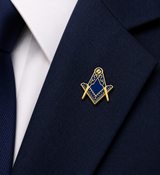 Freemasons Blue & Gold Square & Compass No G Lapel Pin Badge – 17mm x 15mm