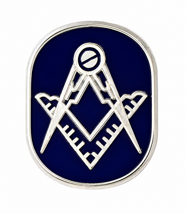Freemasons Dark Blue & Silver Square & Compass Lapel Pin Badge – 12mm x 10mm