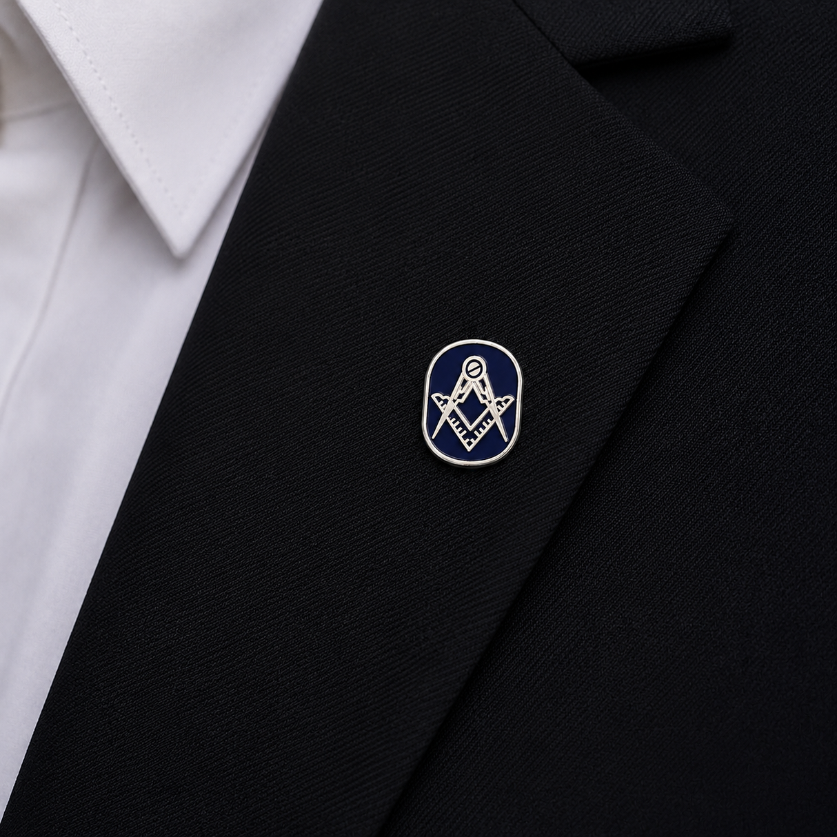 Freemasons Dark Blue & Silver Square & Compass Lapel Pin Badge – 12mm x 10mm