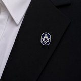 Freemasons Dark Blue & Silver Square & Compass Lapel Pin Badge – 12mm x 10mm