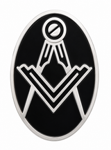 Freemasons Oval Black & Silver Square and Compass Enamel Lapel Pin Badge – 17mm x 12mm