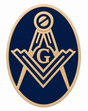 Freemasons Oval Square & Compass Black With G Enamel Lapel Pin Badge – 17mm x 12mm
