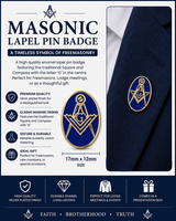 Freemasons Oval Square and Compass With G Enamel Lapel Pin Badge – 17mm x 12mm