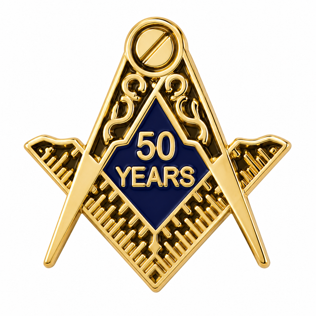 Freemasons Masonic 50 Years A Mason Enamel Lapel Pin Badge – 15mm x 15mm