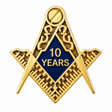 Freemasons Masonic 10 Years A Mason Enamel Lapel Pin Badge – 15mm x 15mm 
