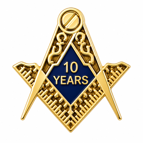 Freemasons Masonic 10 Years A Mason Enamel Lapel Pin Badge – 15mm x 15mm 