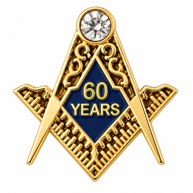 Freemasons Masonic 60 Years A Mason Enamel Lapel Pin Badge – 15mm x 15mm