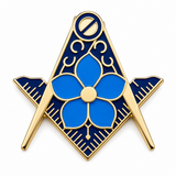 Forget Me Not in Gold Crest Freemasons Masonic Lapel Pin Badge – 17mm x 15mm