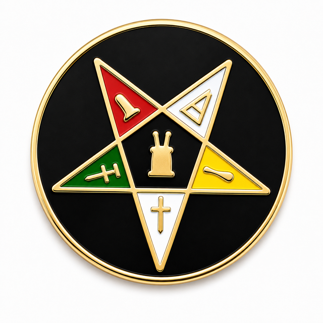 Round Eastern Star Order Freemasons Masonic Lapel Pin Badge – 17mm x 17mm