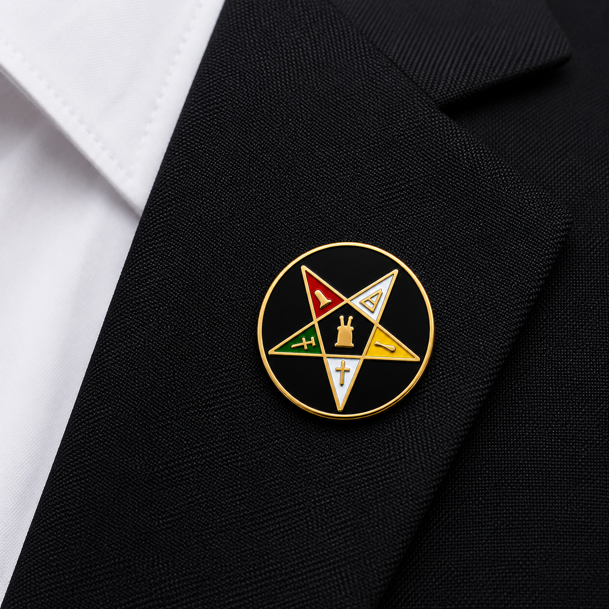 Round Eastern Star Order Freemasons Masonic Lapel Pin Badge – 17mm x 17mm