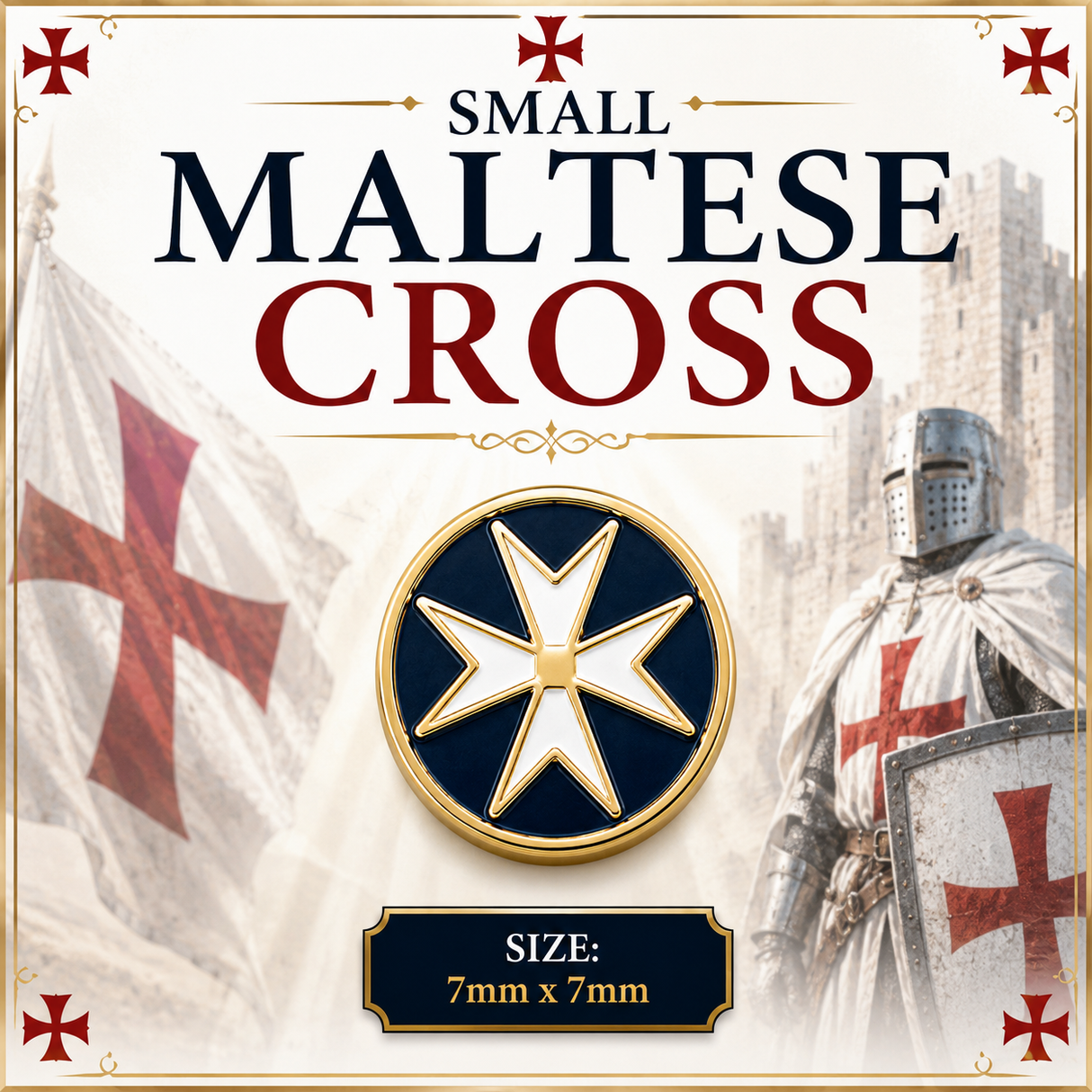 Small Maltese Cross Freemason Masonic Lapel Pin Badge – 7mm x 7mm
