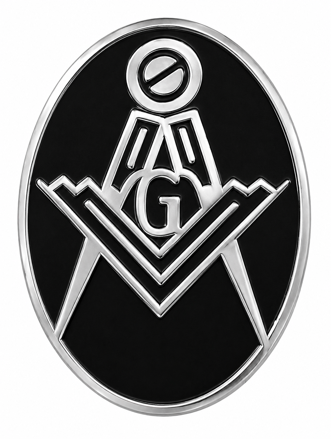 Freemasons Oval Square & Compass Black With G Enamel Lapel Pin Badge – 18mm x 14mm