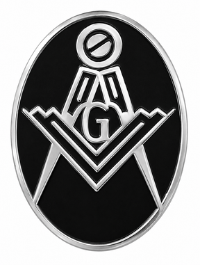 Freemasons Oval Square & Compass Black With G Enamel Lapel Pin Badge – 18mm x 14mm