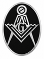 Freemasons Oval Square & Compass Black With G Enamel Lapel Pin Badge – 18mm x 14mm