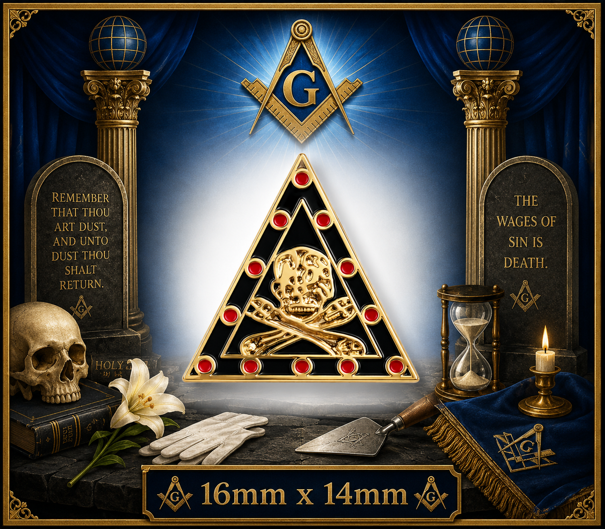 Emblems of Mortality Freemason Masonic Lapel Pin Badge – 16mm x 14mm 