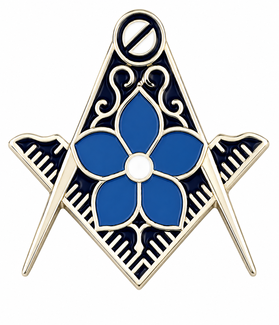 Masonic Flower on Crest Freemasons Enamel Lapel Pin Badge – 17mm x 15mm