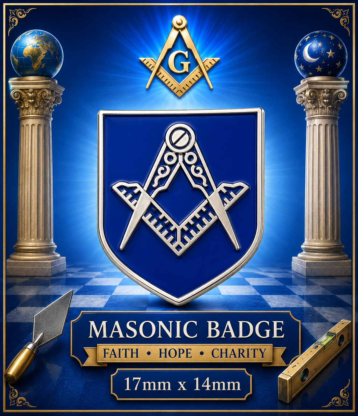 Freemasons Masonic Square & Compass Enamel Lapel Pin Badge – 17mm x 14mm
