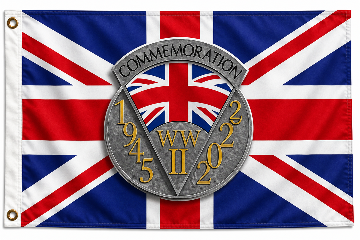 WWII 70th Anniversary Polyester Flag 5ft x 3ft (Drawer 4)
