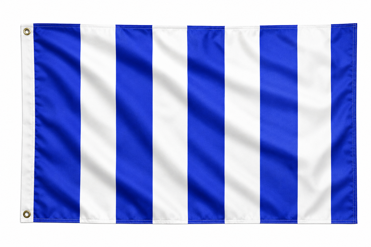 Blue and White Striped Polyester Flag 5ft x 3ft (Drawer 2)