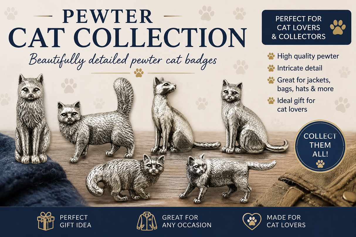 Pewter Burmese Cat Badge Pin Cat Lover Gift Collectable 35mm x 25mm