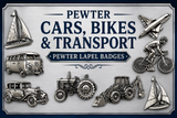 Pewter Showman's Traction Engine Lapel Pin Badge Steam Engine Gift 34 x 15mm