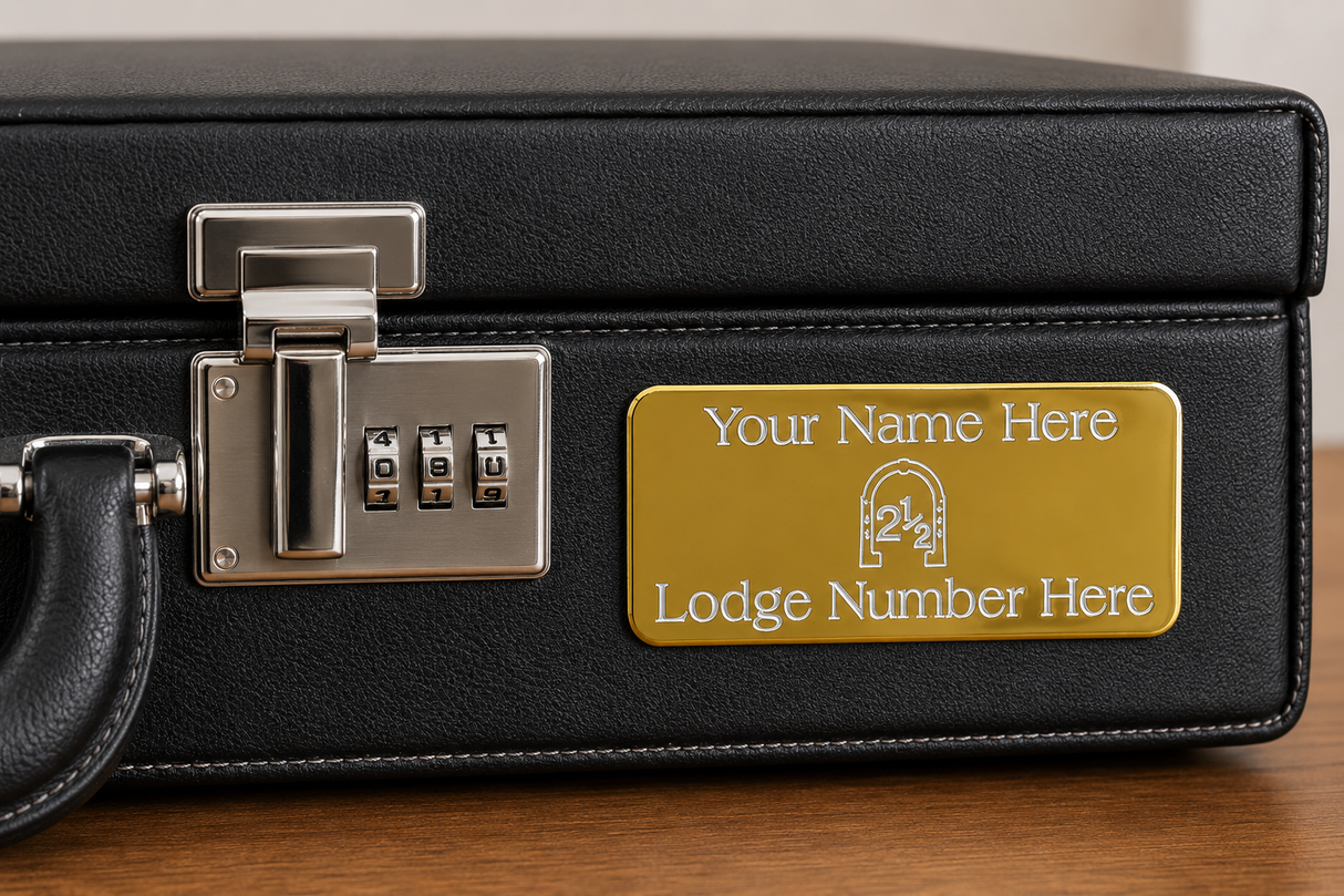 Personalised MP46 Orange Lodge Order Regalia Case Gold Colour Case Plate