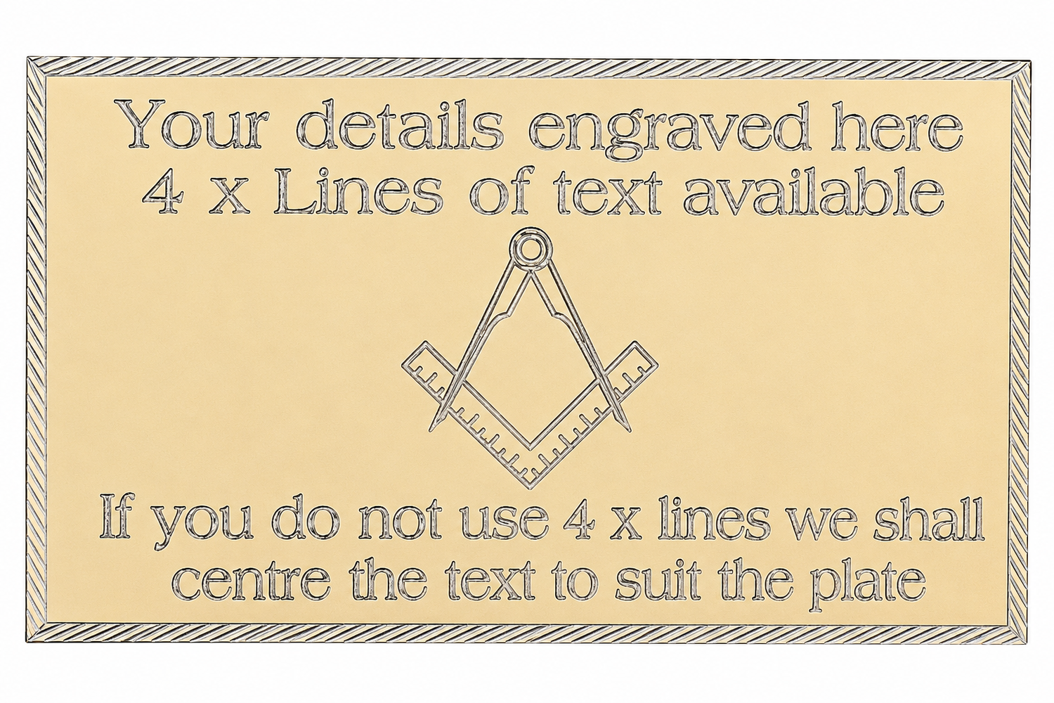 (MP16) Personalised 60 mm x 35 mm Gold Masonic Crest no G Case Name Plate