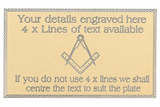 (MP16) Personalised 60 mm x 35 mm Gold Masonic Crest no G Case Name Plate