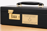 (MP16) Personalised 60 mm x 35 mm Gold Masonic Crest no G Case Name Plate
