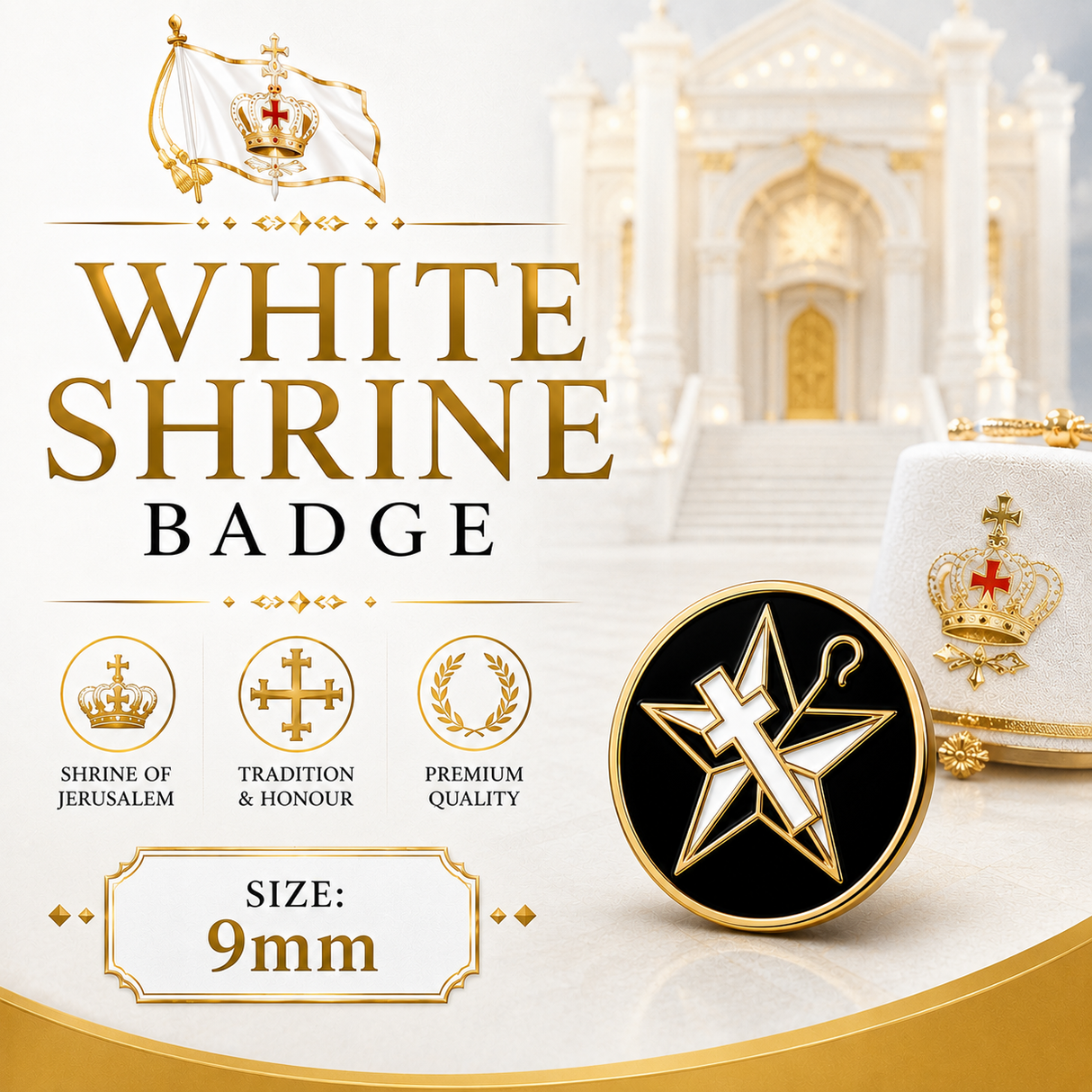 Order Of The White Shrine Freemasons Masonic Lapel Pin Badge – 9mm x 9mm