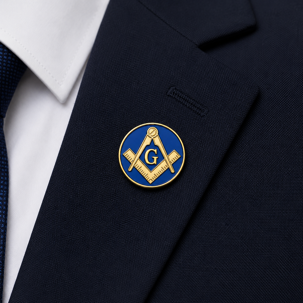 20mm Freemasons Square & Compasses Blue Enamel Lapel Pin Badge – Masonic Gold Finish
