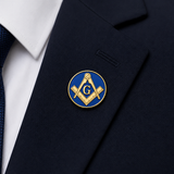 20mm Freemasons Square & Compasses Blue Enamel Lapel Pin Badge – Masonic Gold Finish