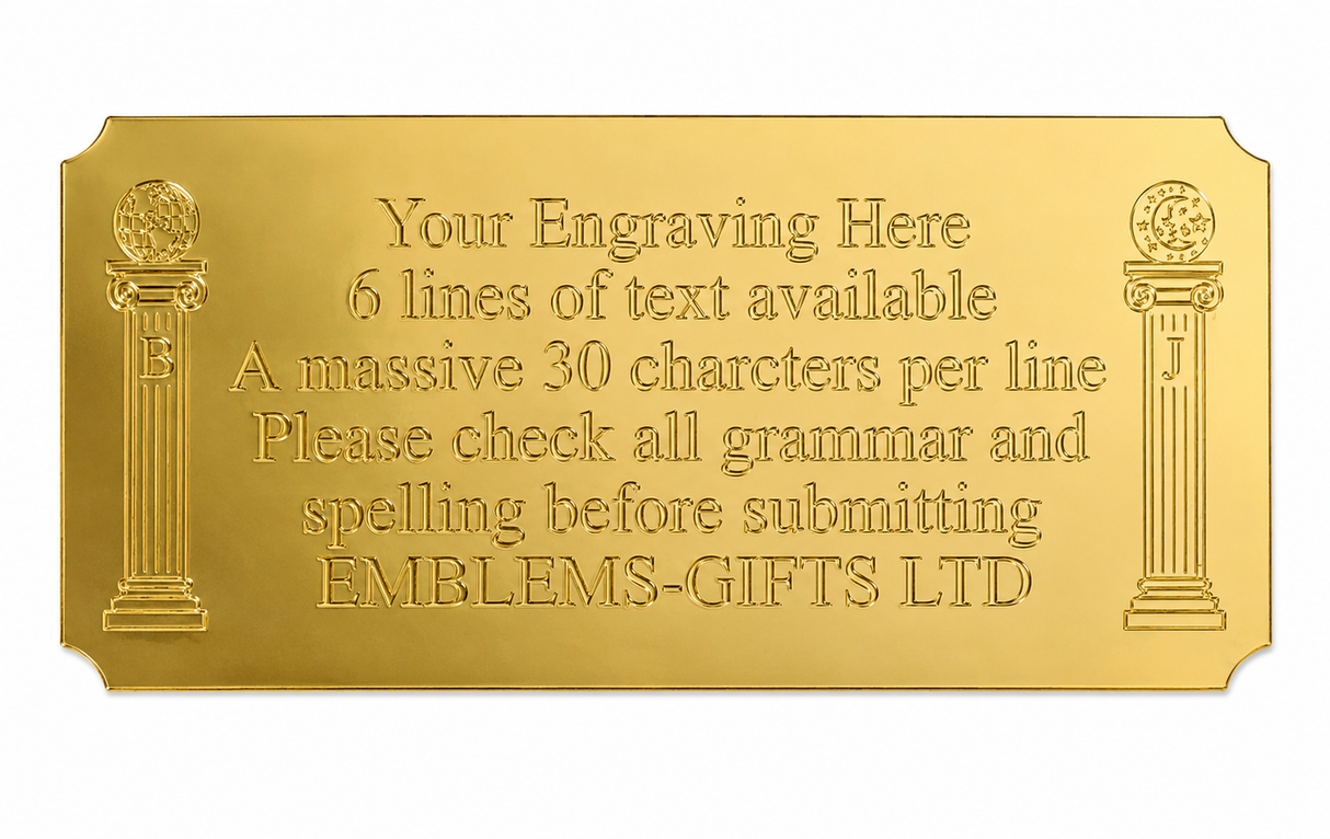 Personalised Masonic Gold Plate (MP110) 82 mm x 38 mm
