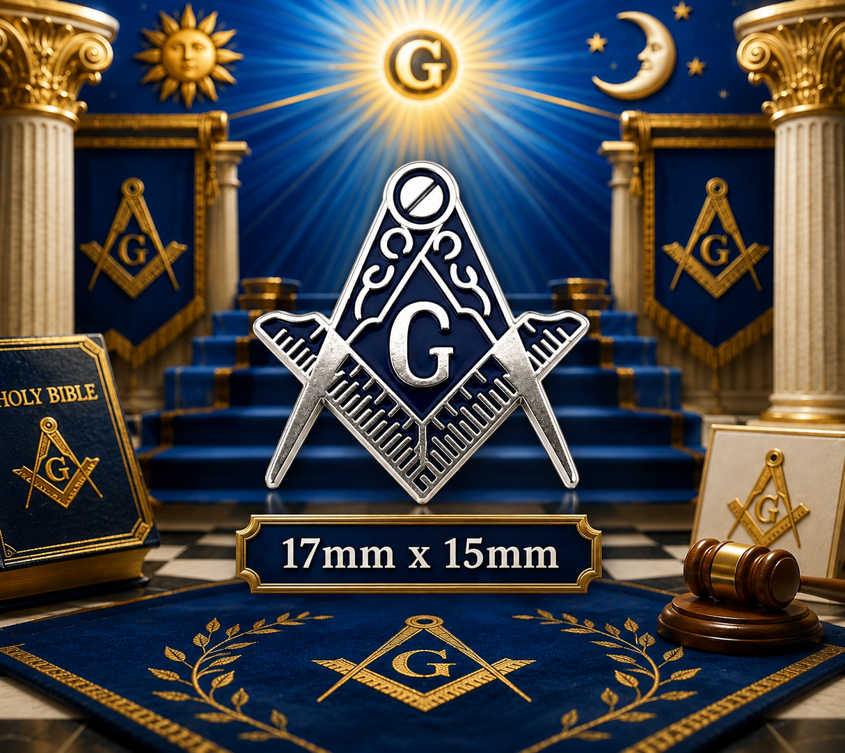 Masonic Crest With G Freemason Lapel Pin Badge – 17mm x 15mm 