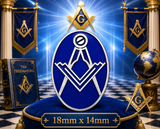 Freemasons Oval Square & Compass Blue Enamel Lapel Pin Badge – 18mm x 14mm