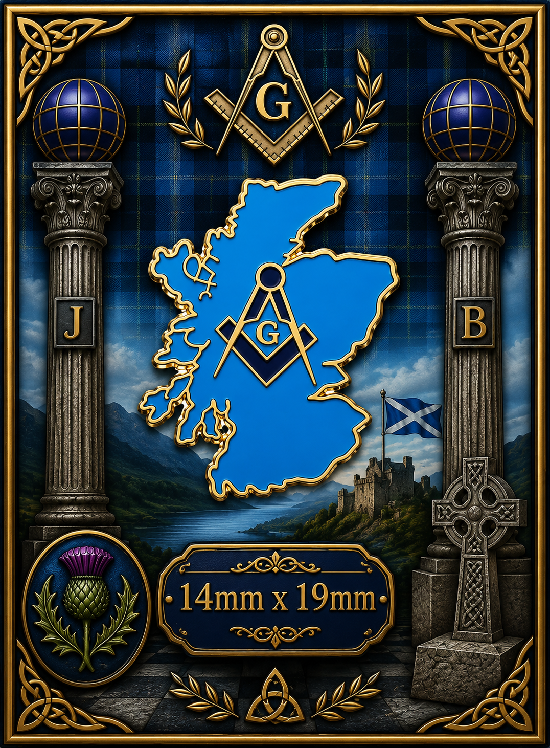 Scotland Map Freemason Masonic Lapel Pin Badge – 14mm x 19mm