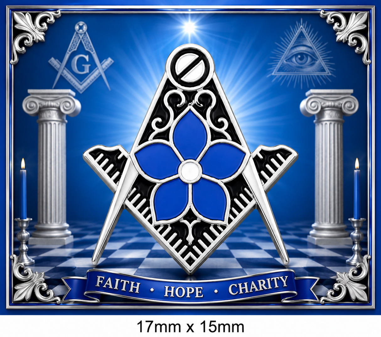Masonic Flower on Crest Freemasons Enamel Lapel Pin Badge – 17mm x 15mm 