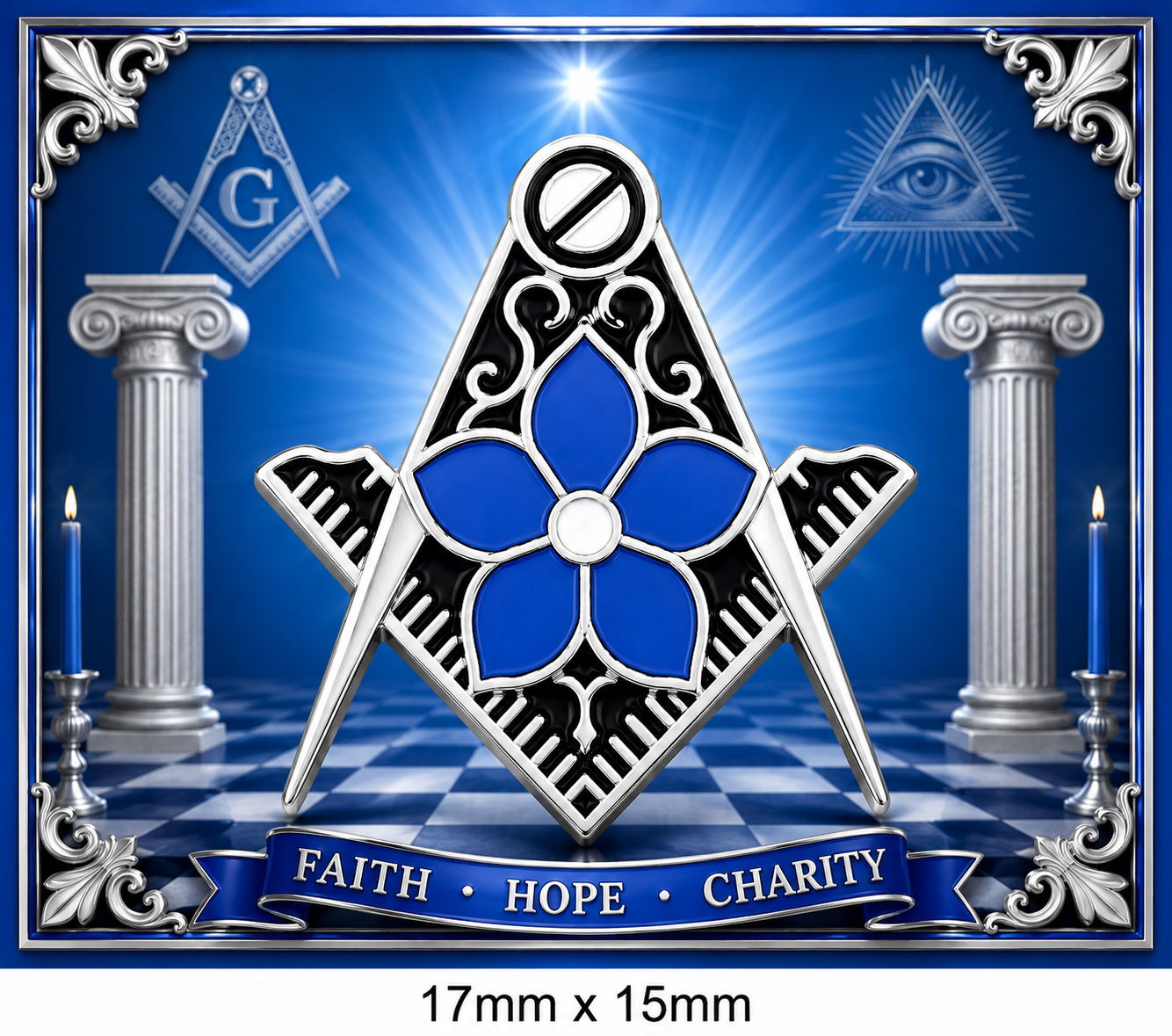 Masonic Flower on Crest Freemasons Enamel Lapel Pin Badge – 17mm x 15mm 