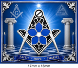 Masonic Flower on Crest Freemasons Enamel Lapel Pin Badge – 17mm x 15mm 