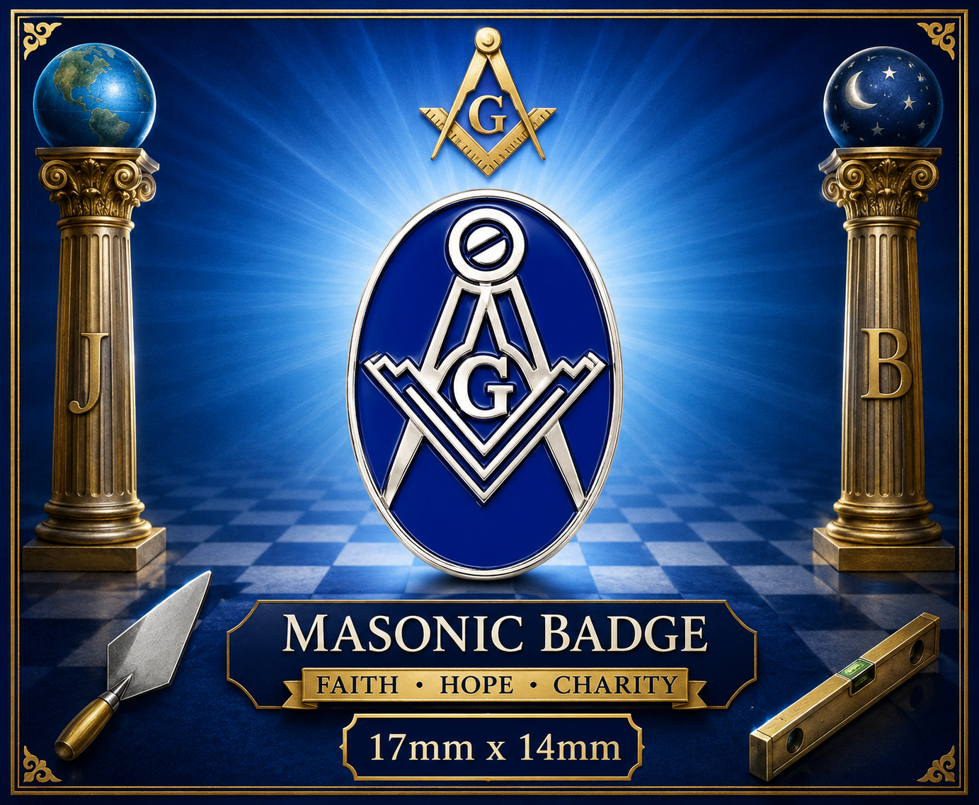 Freemasons Square and Compass With G Enamel Lapel Pin Badge – 17mm x 14mm