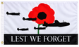 Lest We Forget RAF remembrance flag 3ft x 2ft with red poppy and aircraft