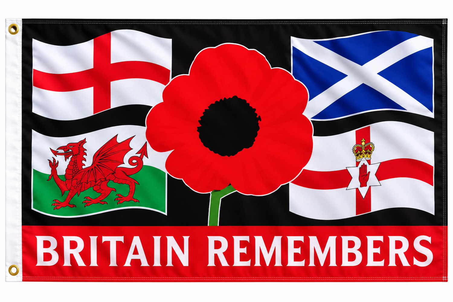 Britain Remembers Poppy Flag 5ft x 3ft | Trophies-Awards