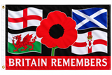 Britain Remembers Poppy Flag 5ft x 3ft | Trophies-Awards