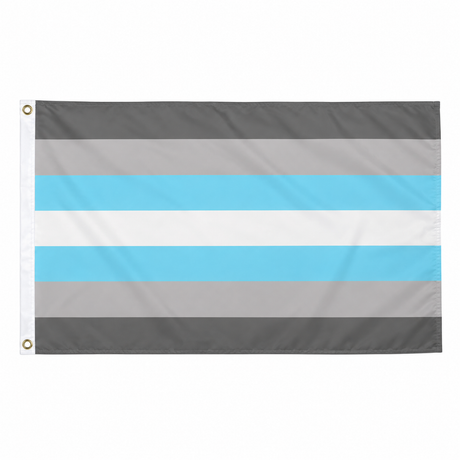 Demiboy Pride Flag 5ft x 3ft with grey white and light blue stripes